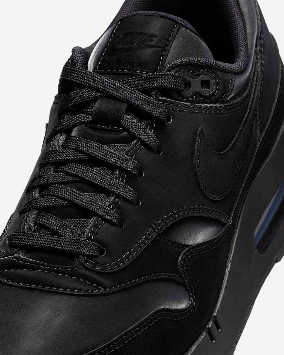 Nike air max 1 black leather on sale